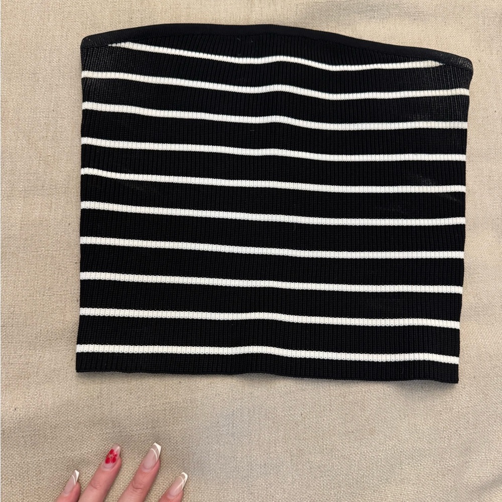 Workshop Republic Clothing Black and White Pencil Crop Top